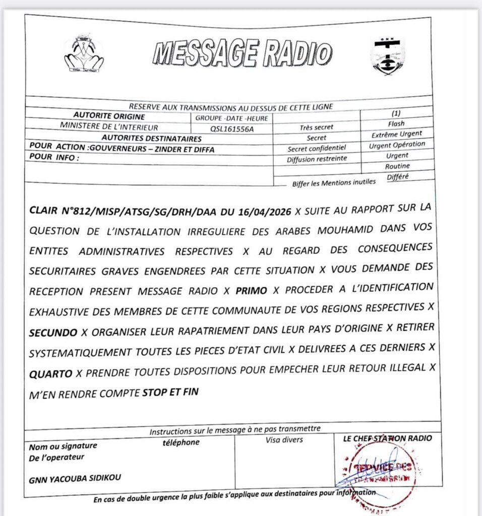 النيجر: إجراءات حكومية بشأن الاستيطان غير النظامي لجماعة المحاميد في زندر وديفا